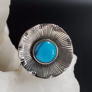 Solid Sterling Silver 925 Ring Genuine American Turquoise Stone